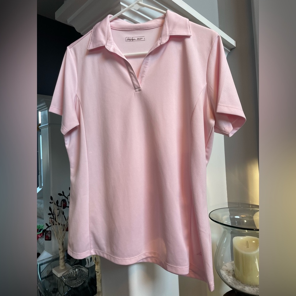 Lady Hagen Light Pink Polo Shirt activewear size large